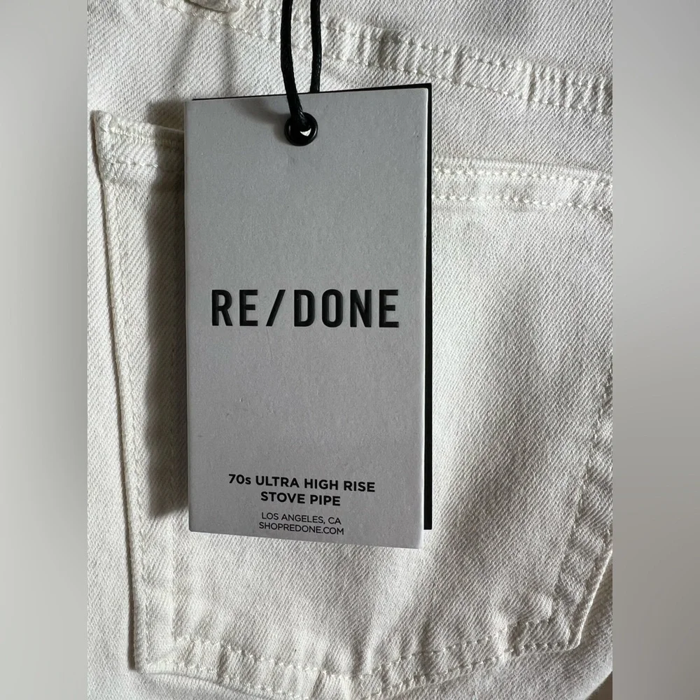 NWT Re/done off white 70s ultra high‎ rise stove pipe jeans 25 button fly
